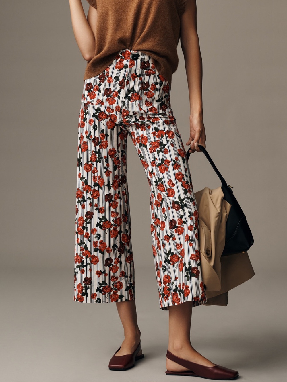 Maeve The Colette Cropped Wide-Leg Printed Pants